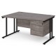 Maestro Cantilever Leg Wave Desk with Three Drawer Pedestal